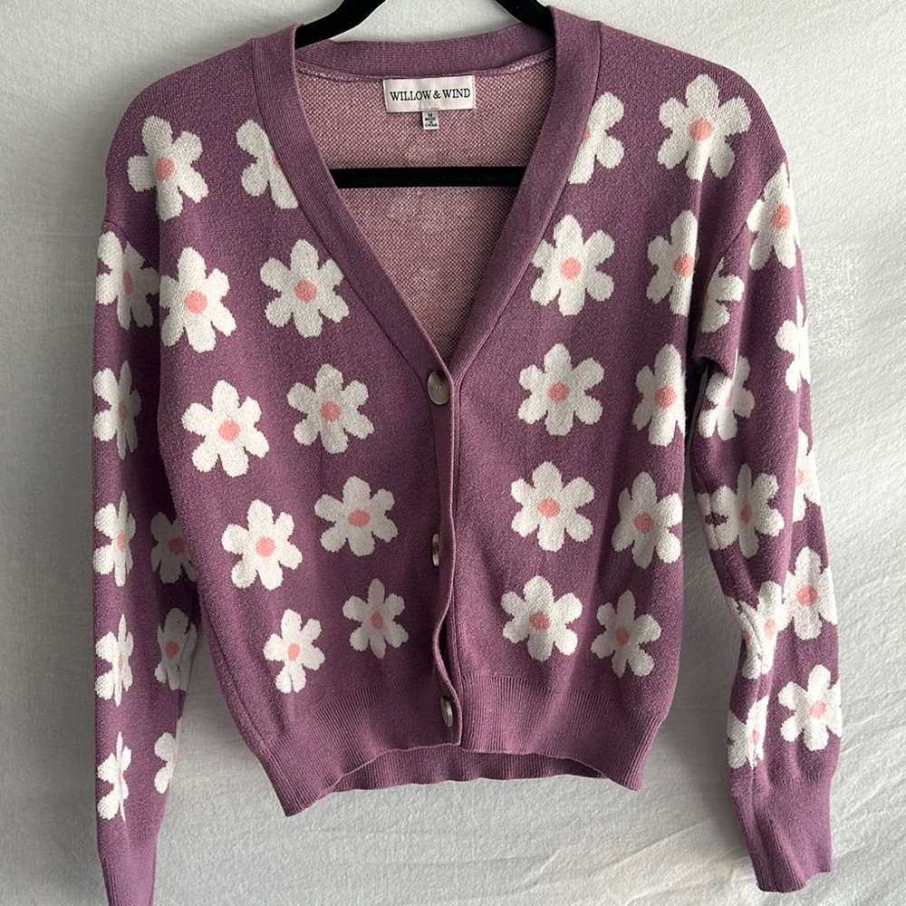 Purple Floral Women's Sweater